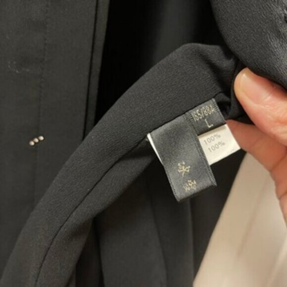 Vintage Satin Trim Hidden Button Blouse Black - Picture 7 of 15